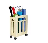Tapis Yoga Support Panier de rangement en bois for équipement d'exercice, tapis de yoga, raquette de badminton, seau de rangement for maison, panier mobile, jouets for enfants(Maple pulley Style)