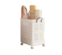 Tapis Yoga Support Panier de rangement pliable for équipement de fitness, tapis de yoga, seau de rangement avec roue, organisateur d'équipement de sport de badminton polyvalent(White with Casters L)