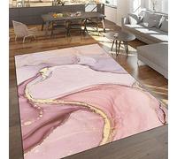 Tapis Zone 160 x 230 cm, Rose Abstrait Tapis Doré pour Salon, Nordic Luxe Marbre Chambre Décor Tapis Moelleux Doux pour Hôtel Home Decor Hall Entrée Yoga Chambre Terrasse