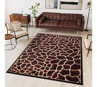 TAPISO Atlas Tapis Poils Ras Moderne Marron Beige Noir Motif Animalier Tapis Girafe Bordure Tapis Salon Chambre Adulte Salle à Manger Bureau Oeko-TEX Résistant 200 x 300 cm