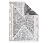 TAPISO Azteca Tapis en Coton à Franges Lavable Réversible Moderne Gris Beige Ethnique Tapis Salon Chambre Petit Tapis Descente de Lit Tapis de Passage Oeko-TEX 120 x 170 cm