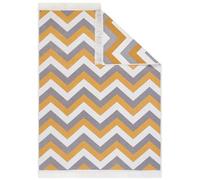 TAPISO Azteca Tapis en Coton à Franges Lavable Réversible Moderne Jaune Gris Crème Zigzags Tapis Salon Chambre Petit Tapis Tapis de Passage Oeko-TEX 160 x 230 cm