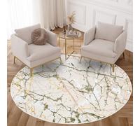 TAPISO Crystal Rond Tapis à Poils Courts Brillant Gris Clair Noir Effet marbré 3D Salon Chambre à Coucher Design Moderne ÖKO-TEX 160 x 160 cm