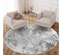 TAPISO Crystal Rond Tapis à Poils Courts Brillant Vert Clair Or Crème Blanc Marbre Effet 3D Salon Chambre à Coucher Design Moderne ÖKO-TEX 100 x 100 cm