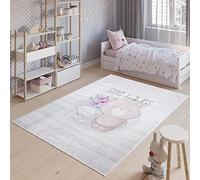 TAPISO Emma Tapis de Chambre Enfant Bébé Ado Jeu Design Moderne Gris Marron Rose Bleu Chaton Ours Fleurs Poil Court Doux Lisse Fin Léger Antidérapant Lavable 160 x 230 cm