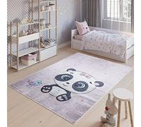 TAPISO Emma Tapis de Chambre Enfant Bébé Ado Jeu Design Moderne Lilas Bleu Noir Rose Panda Petit Oiseau Poil Court Doux Lisse Fin Léger Antidérapant Lavable 140 x 200 cm