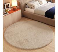 TAPISO Essence Rond Tapis Shaggy Poils Longs Moderne Beige Uni Tapis Salon Chambre Adulte Enfant Descente de Lit Moelleux Super Soft Epais Oeko-TEX 80 x 80 cm