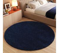 TAPISO Essence Rond Tapis Shaggy Poils Longs Moderne Bleu Marine Uni Tapis Salon Chambre Adulte Enfant Descente de Lit Moelleux Super Soft Epais Oeko-TEX 80 x 80 cm