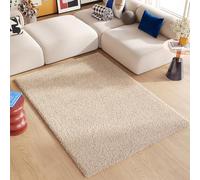 TAPISO Essence Tapis Shaggy Poils Longs Moderne Beige Foncé Uni Tapis Salon Chambre Adulte Enfant Descente de Lit Moelleux Super Soft Epais Oeko-TEX 200 x 300 cm