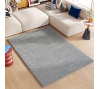 TAPISO Essence Tapis Shaggy Poils Longs Moderne Gris Clair Uni Tapis Salon Chambre Adulte Enfant Descente de Lit Moelleux Super Soft Epais Oeko-TEX 300 x 400 cm