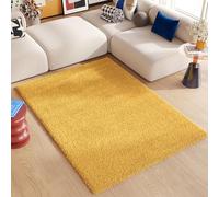 TAPISO Essence Tapis Shaggy Poils Longs Moderne Moutarde Jaune Uni Tapis Salon Chambre Adulte Enfant Descente de Lit Moelleux Super Soft Epais Oeko-TEX 300 x 400 cm