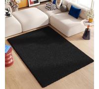 TAPISO Essence Tapis Shaggy Poils Longs Moderne Noir Uni Tapis Salon Chambre Adulte Enfant Descente de Lit Moelleux Super Soft Epais Oeko-TEX 120 x 170 cm
