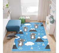 TAPISO Jolly Tapis de Chambre Enfant Bébé Design Moderne Bleu Gris Blanc Koala Jeu Fin Doux Résistant 80 x 150 cm