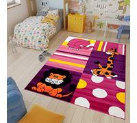 TAPISO Kinder New Tapis de Chambre Enfant Bébé Jeu Design Moderne Rose Violet Géométrique Animaux Moelleux 240 x 330 cm