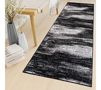 TAPISO Maya Tapis de Couloir Long Entrée Cuisine Salon Chambre Bureau Adulte Design Moderne Gris Noir Moucheté Motif Abstrait Poil Court Doux Fin Tapis au Mètre 100 x 430 cm
