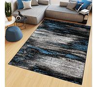 TAPISO Maya Tapis Poil Court Moderne Gris Noir Bleu Moucheté Motif Abstrait Tapis Salon Chambre Salle à Manger Adulte Bureau Oeko-TEX Résistant 160 x 220 cm