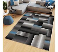 TAPISO Maya Tapis Poil Court Moderne Noir Gris Bleu Géométrique Motif Rectangle Tapis Salon Chambre Salle à Manger Adulte Bureau Oeko-TEX Résistant 250 x 350 cm