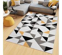TAPISO Maya Tapis Poil Court Moderne Orange Gris Blanc Noir Géométrique Motif Mosaïque Triangle Tapis Salon Chambre Salle à Manger Adulte Bureau Oeko-TEX Résistant 200 x 300 cm