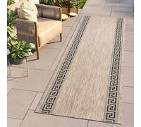 TAPISO Melissa Tapis Couloir Long au Mètre Intérieur Extérieur Tapis de Passage Poils Ras Sisal Tapis Entrée Cuisine Terrasse Balcon Moderne Noir Beige Bordé Oeko-TEX 80 x 190 cm