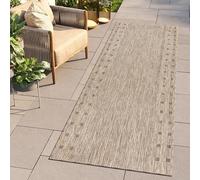 TAPISO Melissa Tapis Couloir Long au Mètre Intérieur Extérieur Tapis de Passage Poils Ras Sisal Tapis Entrée Cuisine Terrasse Balcon Moderne Beige Marron Noir Bordé Oeko-TEX 70 x 170 cm