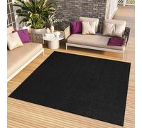 TAPISO Mono Carré Tapis Poil Court Intérieur Design Moderne Noir Motif Uni Tapis Salon Chambre Adulte Salle à Manger Cuisine Résistant Extérieur Oeko-TEX 200 x 200 cm