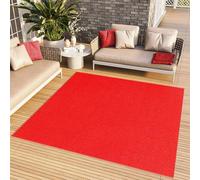 TAPISO Mono Carré Tapis Poil Court Intérieur Design Moderne Rouge Motif Uni Tapis Salon Chambre Adulte Salle à Manger Cuisine Résistant Extérieur Oeko-TEX 120 x 120 cm