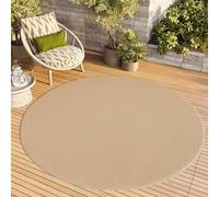 TAPISO Mono Rond Tapis Poil Court Intérieur Design Moderne Beige Motif Uni Tapis Salon Chambre Adulte Salle à Manger Cuisine Résistant Extérieur Oeko-TEX 240 x 240 cm