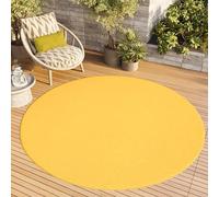 TAPISO Mono Rond Tapis Poil Court Intérieur Design Moderne Jaune Motif Uni Tapis Salon Chambre Adulte Salle à Manger Cuisine Résistant Extérieur Oeko-TEX 100 x 100 cm