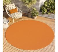 TAPISO Mono Rond Tapis Poil Court Intérieur Design Moderne Orange Motif Uni Tapis Salon Chambre Adulte Salle à Manger Cuisine Résistant Extérieur Oeko-TEX 160 x 160 cm