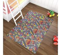 TAPISO Nino Tapis de Chambre Enfant Bébé Jeu Design Moderne Gris Blanc Orange Bleu Grande Ville Doux 150 x 200 cm