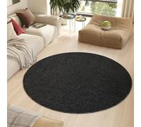 TAPISO Nizza Rond Tapis Poils Ras Antidérapant Lavable Moderne Anthracite Moucheté Tapis Salon Chambre Adulte Enfant Cuisine Entrée Oeko-TEX Résistant 160 x 160 cm