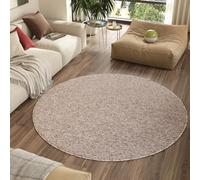 TAPISO Nizza Rond Tapis Poils Ras Antidérapant Lavable Moderne Beige Moucheté Tapis Salon Chambre Adulte Enfant Cuisine Entrée Oeko-TEX Résistant 160 x 160 cm