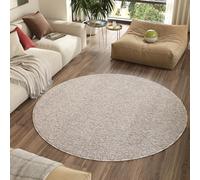 TAPISO Nizza Rond Tapis Poils Ras Antidérapant Lavable Moderne Crème Foncé Beige Moucheté Tapis Salon Chambre Adulte Enfant Cuisine Entrée Oeko-TEX Résistant 80 x 80 cm