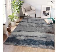 TAPISO Ritz Tapis Poils Ras Antidérapant Lavable Moderne Bleu Marine Marron Gris Abstrait Tapis Salon Chambre Salle à Manger Entrée OEKO-TEX 300 x 400 cm