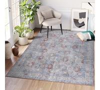 TAPISO Ritz Tapis Poils Ras Antidérapant Lavable Vintage Gris Bleu Rouge Beige Ornamental Bordé Tapis Salon Chambre Salle à Manger Entrée OEKO-TEX 240 x 340 cm