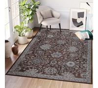 TAPISO Ritz Tapis Poils Ras Antidérapant Lavable Vintage Marron Gris Noir Ornamental Bordé Tapis Salon Chambre Salle à Manger Entrée OEKO-TEX 300 x 400 cm