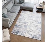 TAPISO Sky Tapis de Salon Chambre Salle à Manger Adulte Bureau Design Moderne Bleu Blanc Vintage Moucheté Rayures Motif Abstrait Poil Court Doux Moelleux 200 x 300 cm