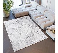 TAPISO Sky Tapis de Salon Chambre Salle à Manger Adulte Bureau Design Moderne Gris Crème Vintage Moucheté Géométrique Motif Marocain Poil Court Moelleux 180 x 250 cm