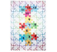 TAPISO Tapis Chambre Enfant Poil Court Antidérapant EMMA Gris Multicolore Puzzle Intérieur 80x150 cm