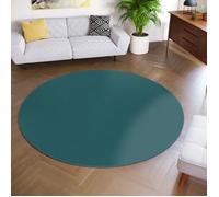 TAPISO Tapis de Salon Chambre Rond MONO Bleu Canard Design Uni Résistant Intérieur Extérieur Ø120 cm
