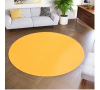 TAPISO Tapis de Salon Chambre Rond MONO Jaune Design Uni Résistant Intérieur Extérieur Ø80 cm