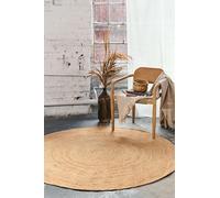 TAPISO Tapis Rond en Jute - Tapis Salon et Chambre Naturel 100% Fibre de Jute, tissé à la Main, Style bohème scandinave, Beige, Compatible Chauffage au Sol décoration intérieure élégante 160 x 160 cm