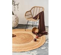 TAPISO Tapis Rond en Jute - Tapis Salon et Chambre Naturel 100% Fibre de Jute, tissé à la Main, Style bohème scandinave, Beige, Compatible Chauffage au Sol décoration intérieure élégante 160 x 160 cm
