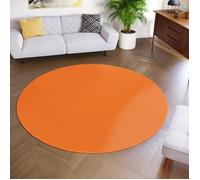 TAPISO Tapis Rond Salon Chambre MONO Orange Design Uni Résistant Intérieur Extérieur Ø80 cm