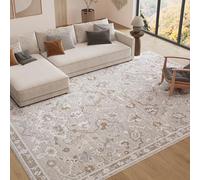 TAPISO Trend Tapis à Poil Court - Élégant Tapis de Salon en Crème Beige avec Brun et Gris - Motif Floral, Encadrement - Facile d’Entretien 80 x 150 cm