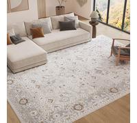 TAPISO Trend Tapis à Poil Court - Vintage de Haute Qualité - Élégant Tapis de Salon en Beige Crème avec Brun et Gris - Motif Floral - Facile d’Entretien 80 x 150 cm