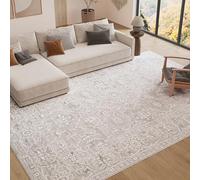TAPISO Trend Tapis à Poil Court - Vintage de Haute Qualité - Élégant Tapis de Salon en Crème Blanc avec Brun Clair - Motif Floral - Facile d’Entretien 160 x 230 cm