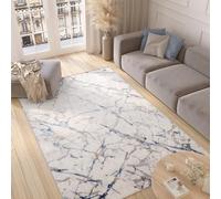TAPISO Valley Tapis Poil Court Moderne Bleu Crème Marron Gris Moucheté Motif Abstrait Tapis Salon Chambre Adulte Salle à Manger Bureau Oeko-TEX Résistant 80 x 150 cm