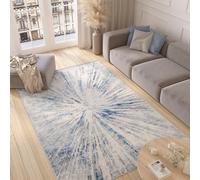 TAPISO Valley Tapis Poil Court Moderne Bleu Gris Crème Marron Motif Abstrait Moucheté Rayures Tapis Salon Chambre Adulte Salle à Manger Bureau Oeko-TEX Résistant 80 x 150 cm