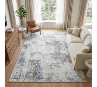 TAPISO Venezia Tapis Salon Poils Ras Imprimé Facile d'entretien Bleu Gris Ornement Estompé Abstrait Antidérapant - Tapis pour Chambre Salle à Manger Couloir Oeko-Tex 120 x 170 cm